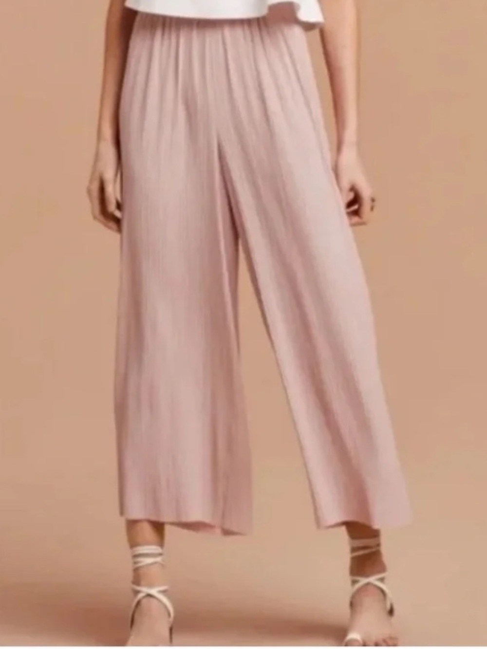 Aritzia Wilfred Chaunce Pleated Wide Leg Cropped Culottes Grey Taupe - Small - Picture 5 of 5